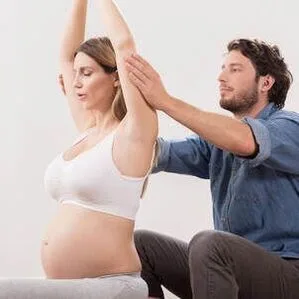 Pregnant couple preparing for birth